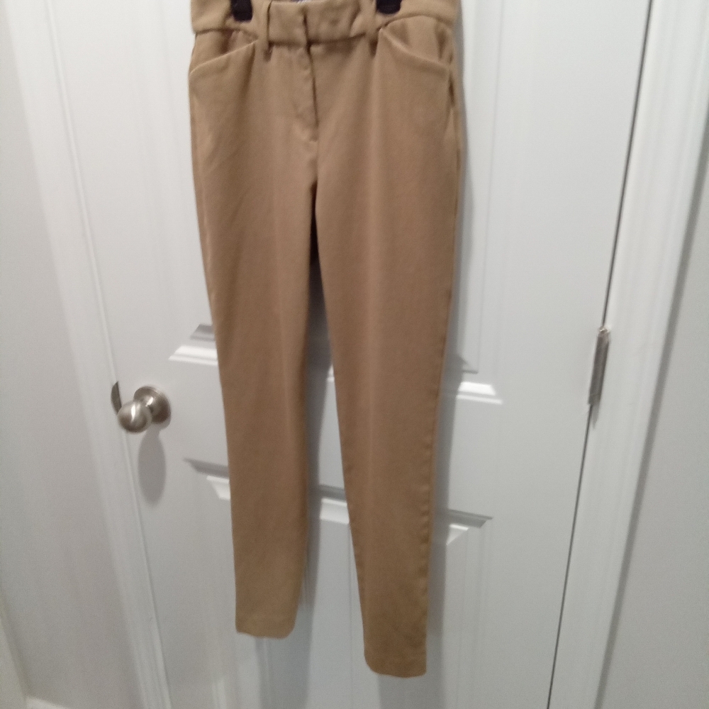 Express Size 0R Mid-Rise Stylish Tan Trousers Skinny Leg Stretch